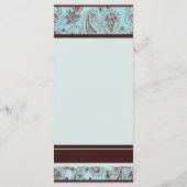 Bleu clair et Paisley Brown Menu Mariage (Dos)