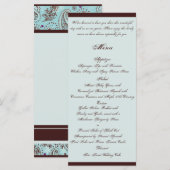 Bleu clair et Paisley Brown Menu Mariage (Devant / Derrière)