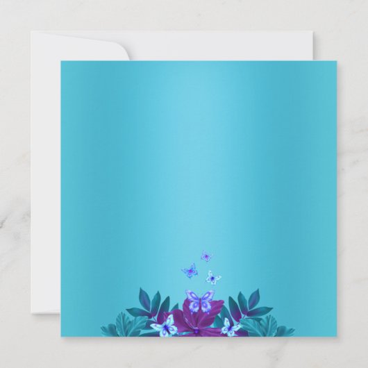 Bleu clair et papillon pourpre Invitation d'annive (Dos)