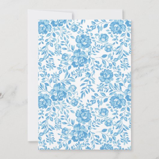 Bleu clair Faire-part de mariage à la frontière fl (Dos)