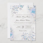 Bleu clair Floral Boho frais Mariage Invitation (Devant)