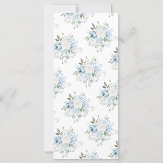 Bleu clair Floral Crest Mariage Menu Cartes (Dos)