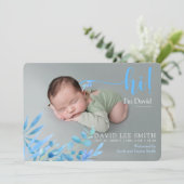 Bleu clair "Hi" avec faire-part de naissance (Debout devant)