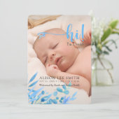 Bleu clair "Hi" avec faire-part de naissance (Debout devant)