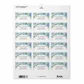 Bleu clair Hydrangea Aquarelle Étiquette Floral (Feuille entière)