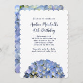 Bleu clair Hydrangea Invitation fête d'anniversair (Devant / Derrière)
