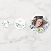 Bleu clair Jaune Vert Floral Mariage Confetti (Devant)