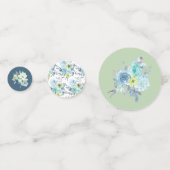 Bleu clair Jaune Vert Floral Mariage Confetti (Derrière)