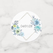 Bleu clair Jaune Vert Floral Mariage Confetti (Petit recto)