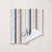 Bleu clair, marron et ivoire simple décoratif  (Gant de toilette)