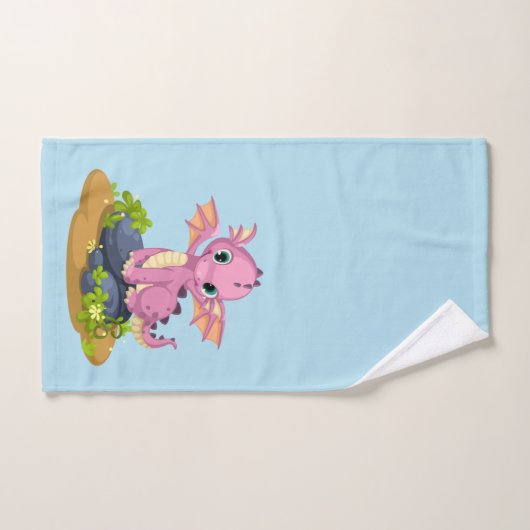 Bleu clair mignon Dinosaure Monogramme Nom Bébé (Serviette à main)