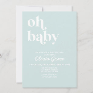 Bleu clair Moderne Baby shower simple Invitation
