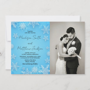 Bleu clair Neige Mariage Invitations avec photo