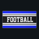 Bleu clair Noir Bleu Blancs Texte de FOOTBALL<br><div class="desc">Ce design sportif amusant présente des grandes lettres fortes classiques dans une large bande noire surlignée avec deux bandes blanches adjacentes contre un arrière - plan bleu vif avec "FOOTBALL" épelé avant et centre. Faites-le vous-même : Les couleurs et le texte de ce design peuvent être personnalisés.</div>