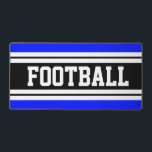Bleu clair Noir Bleu Blancs Texte de FOOTBALL<br><div class="desc">Ce design sportif amusant présente des grandes lettres fortes classiques dans une large bande noire surlignée avec deux bandes blanches adjacentes contre un arrière - plan bleu vif avec "FOOTBALL" épelé avant et centre. Faites-le vous-même : Les couleurs et le texte de ce design peuvent être personnalisés.</div>