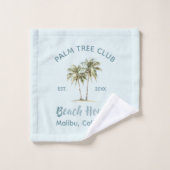 Bleu clair Palmiers Palmiers Moderne Maison de Pla (Gant de toilette)