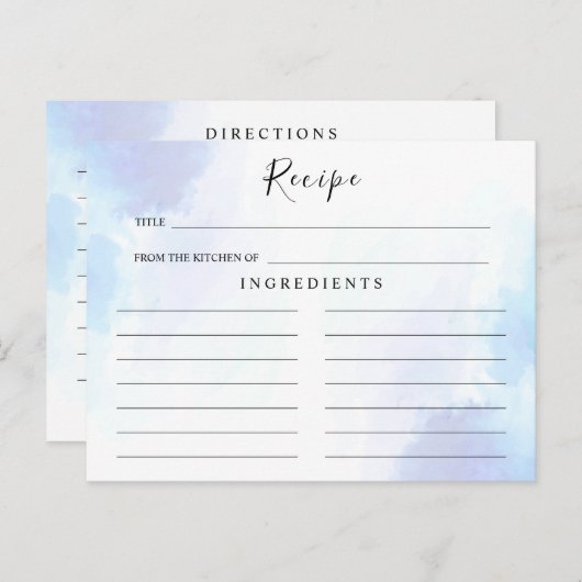 Bleu clair, Plage Mariage Recette Carte (Devant / Derrière)