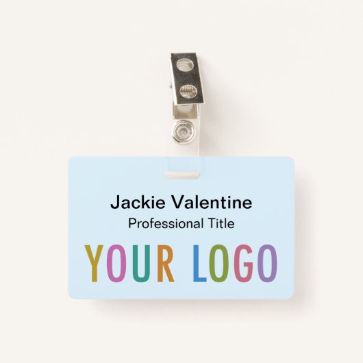 Bleu clair PVC Nom Badge avec Clip Lanyard Reel (Devant avec clip)