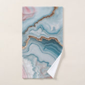 Bleu clair rose or Agitation marbre Design moderne (Serviette à main)