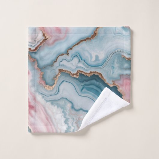 Bleu clair rose or Agitation marbre Design moderne (Gant de toilette)