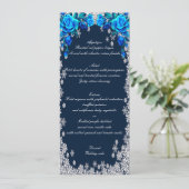 Bleu clair Roses Snowflake Noël Mariage Menu (Debout devant)
