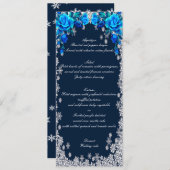 Bleu clair Roses Snowflake Noël Mariage Menu (Devant / Derrière)