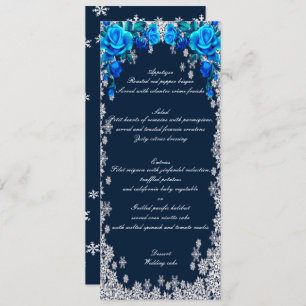 Bleu clair Roses Snowflake Noël Mariage Menu