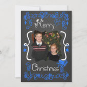 Bleu clair rouleaux Customisé photo carte de vacan (Devant)