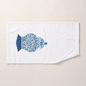 Bleu classique et pot de gingembre blanc (Serviette à main)