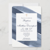Bleu classique invitation au baptême moderne (Devant)