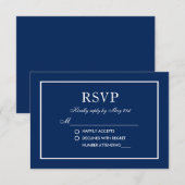 Bleu classique Moderne Mariage élégant RSVP (Devant / Derrière)