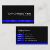 Bleu classique Noir professionnel - Carte de visit (Devant / Derrière)