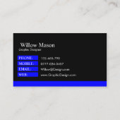 Bleu classique Noir professionnel - Carte de visit (Dos)