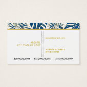 Bleu classique, or tropical feuille carte de visit (Dos)