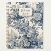 Bleu Classique Toile de Jouy Monogramme (Devant)