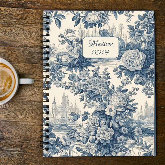 Bleu Classique Toile de Jouy Monogramme