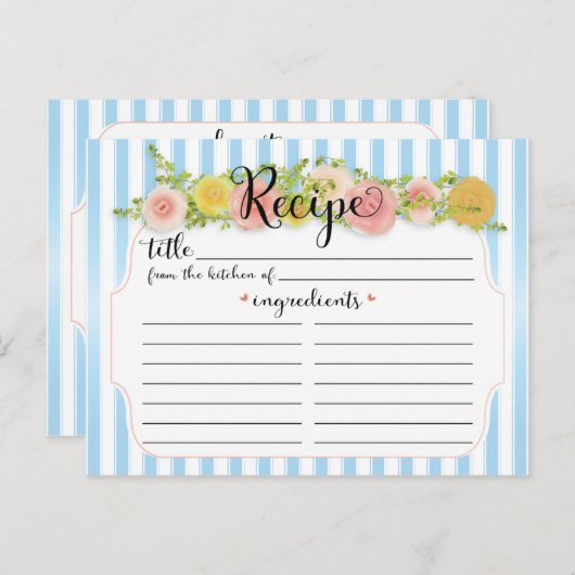 Bleu Classy Grandes avec Recette Rose Carte (Devant / Derrière)