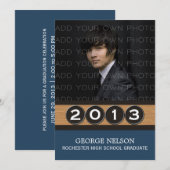 Bleu Classy Keys Graduation Invitation (Devant / Derrière)