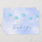 Bleu Clouds de l'or mignon Merci de script (Devant / Derrière)