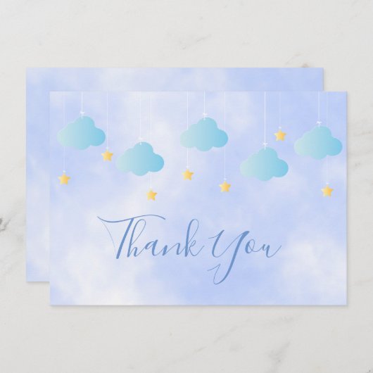 Bleu Clouds de l'or mignon Merci de script (Devant / Derrière)