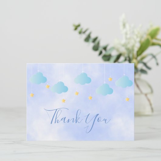 Bleu Clouds de l'or mignon Merci de script (Debout devant)