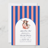 Bleu Cobalt, Corail & Blanc Invitation d'anniversa (Devant)
