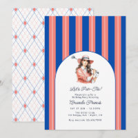 Bleu Cobalt, Corail & Blanc Invitation d'anniversa