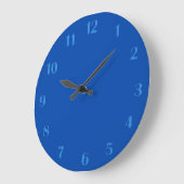 Bleu Cobalt massif avec chiffres bleus Horloge mur (Angle)