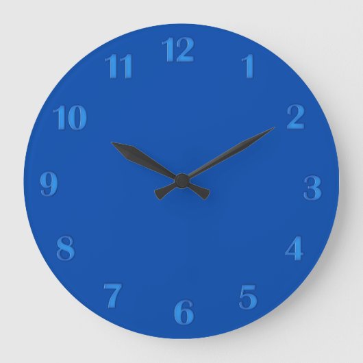 Bleu Cobalt massif avec chiffres bleus Horloge mur (Recto)