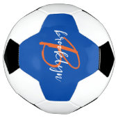 Bleu Cobalt Orange Blanc Monogramme Nom en écritur (Tourné)