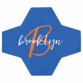 Bleu Cobalt Orange Blanc Monogramme Nom en écritur (Plat)