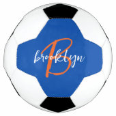 Bleu Cobalt Orange Blanc Monogramme Nom en écritur (Devant)