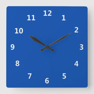 Bleu Cobalt solide avec chiffres blancs Horloge mu