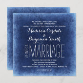 Bleu Cobalt Trouvé Rustique Mariage Invitations (Devant / Derrière)